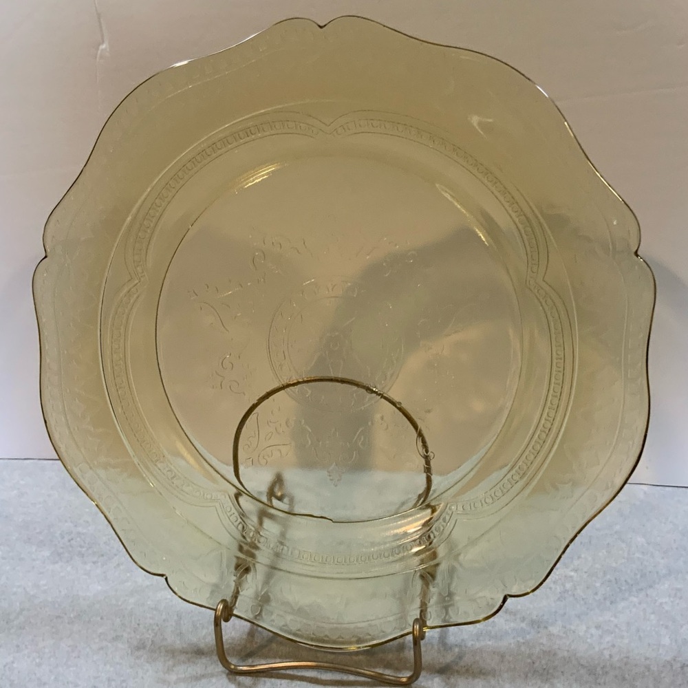 Federal Glass Patrician Spoke Serving Plate Yellow Depression Glass #052
